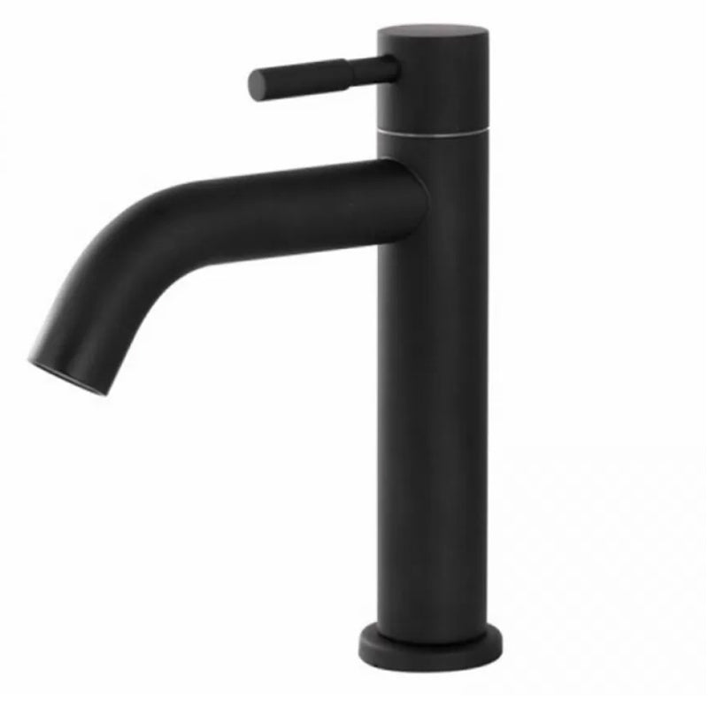 Circular Bathroom Faucet Modern Style Black Sink Faucet with Stainless Steel