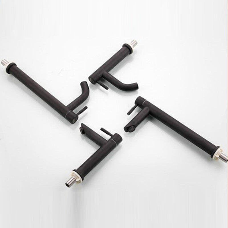Circular Bathroom Faucet Modern Style Black Sink Faucet with Stainless Steel