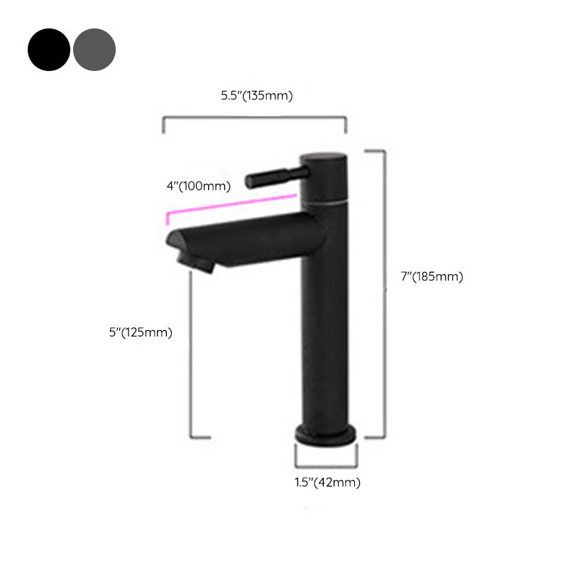 Circular Bathroom Faucet Modern Style Black Sink Faucet with Stainless Steel