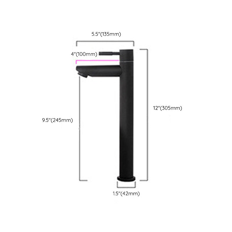 Circular Bathroom Faucet Modern Style Black Sink Faucet with Stainless Steel