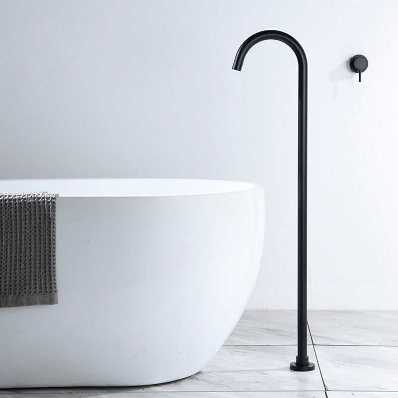 Contemporary Bathroom Faucet Floor Mounted Copper High Arc Fixed Freestanding Faucet