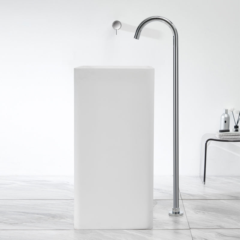 Contemporary Bathroom Faucet Floor Mounted Copper High Arc Fixed Freestanding Faucet