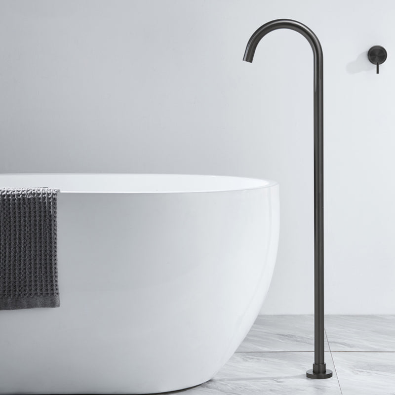 Contemporary Bathroom Faucet Floor Mounted Copper High Arc Fixed Freestanding Faucet