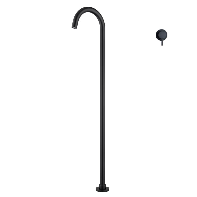 Contemporary Bathroom Faucet Floor Mounted Copper High Arc Fixed Freestanding Faucet