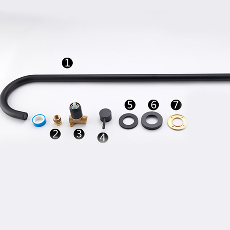 Contemporary Bathroom Faucet Floor Mounted Copper High Arc Fixed Freestanding Faucet