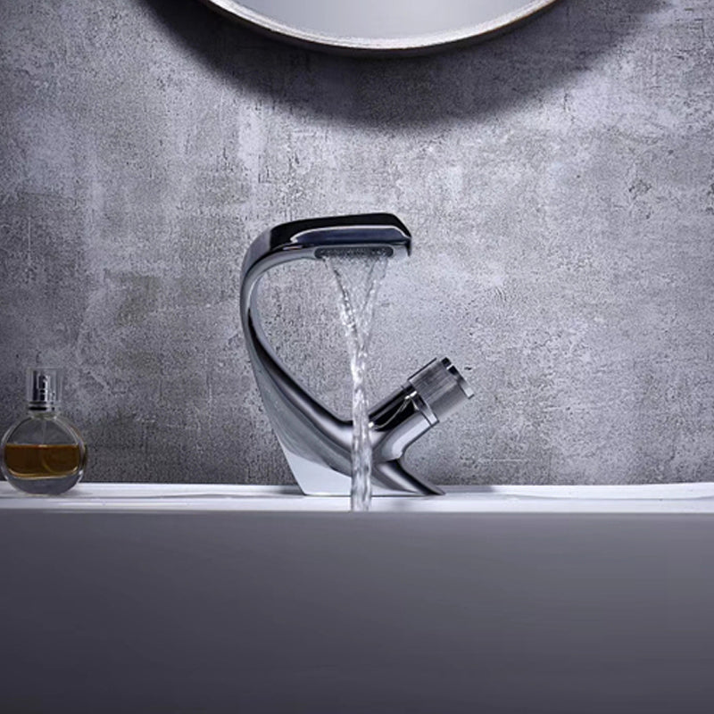 Contemporary Bathroom Faucet Deck Mounted Copper One Handle Fixed Roman Tub Faucet Set