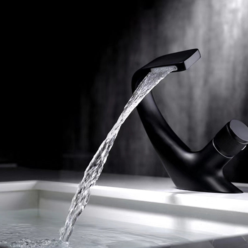 Contemporary Bathroom Faucet Deck Mounted Copper One Handle Fixed Roman Tub Faucet Set