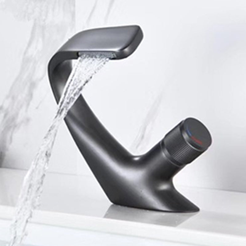 Contemporary Bathroom Faucet Deck Mounted Copper One Handle Fixed Roman Tub Faucet Set