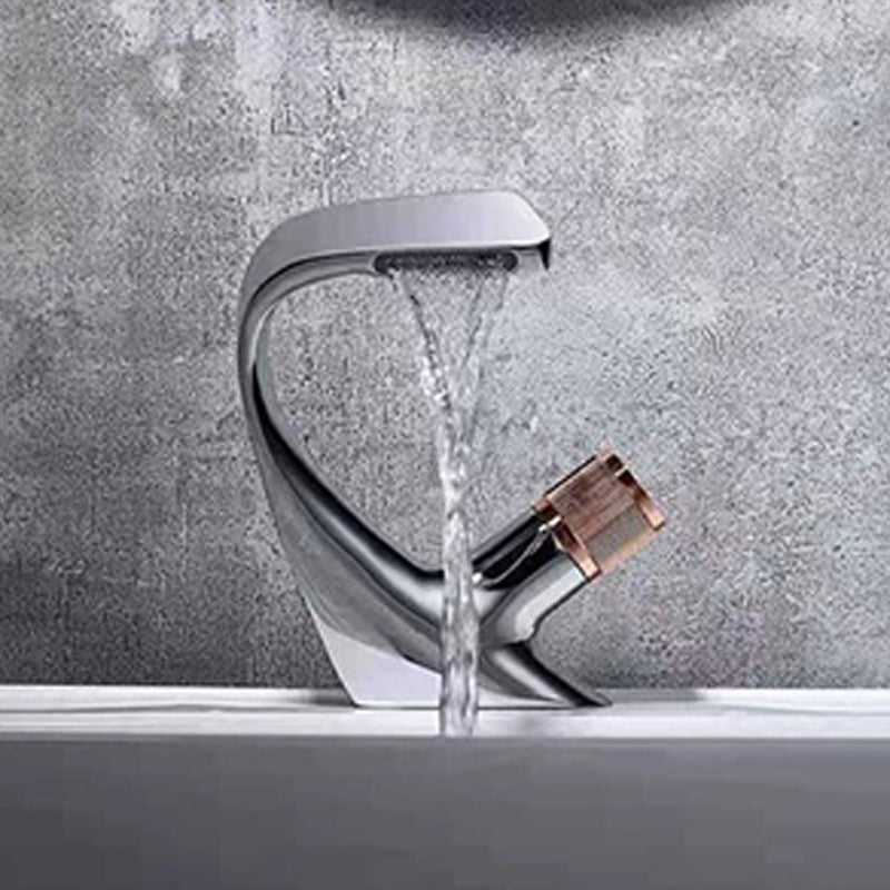 Contemporary Bathroom Faucet Deck Mounted Copper One Handle Fixed Roman Tub Faucet Set