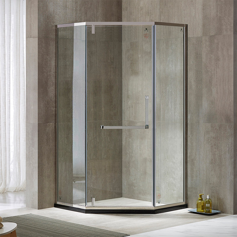 Metallic 77" H Framed Pivot Shower Doors Tempered Shower Door
