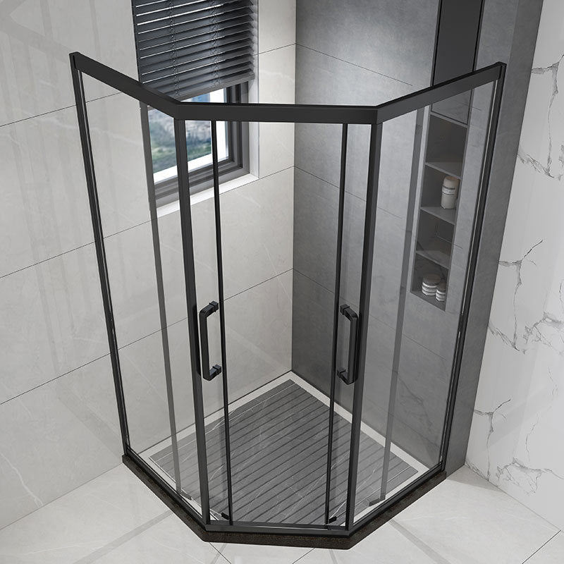 Tempered Frame Shower Doors Black Transparent Shower Bath Door