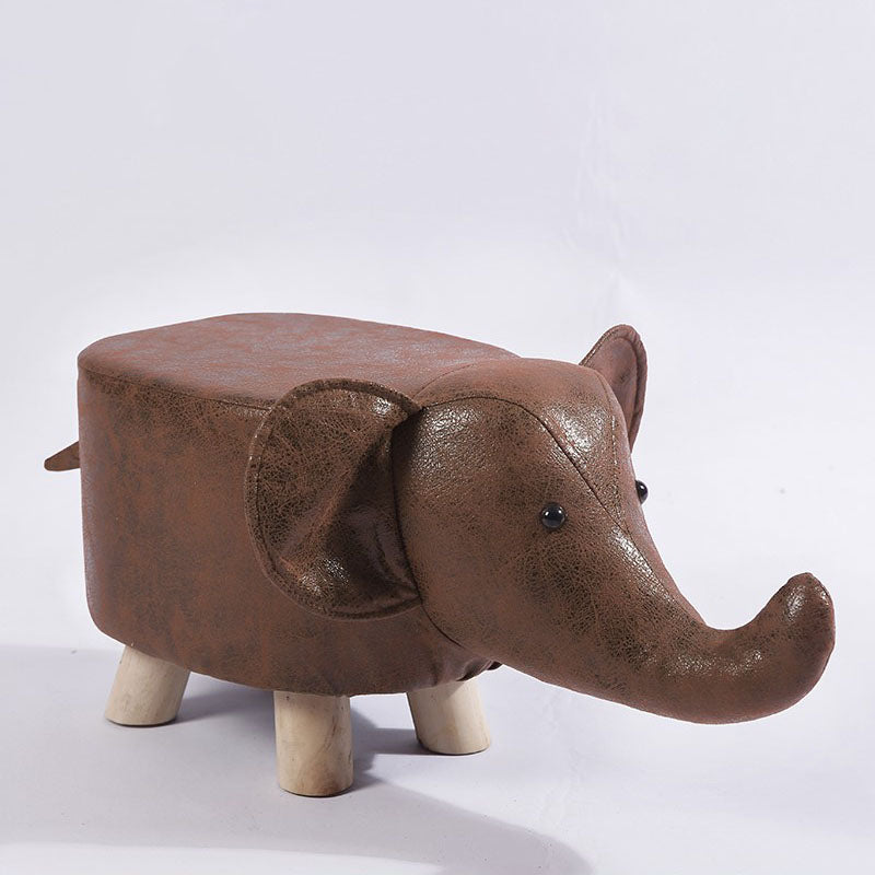 Modern Pouf Ottoman Faux Leather Water Resistant Upholstered Animal Shape Ottoman