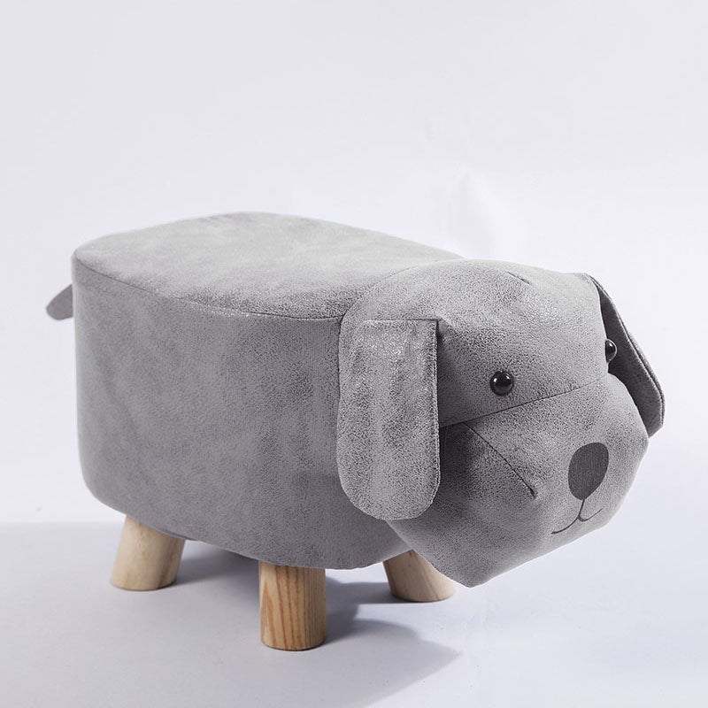 Modern Pouf Ottoman Faux Leather Water Resistant Upholstered Animal Shape Ottoman