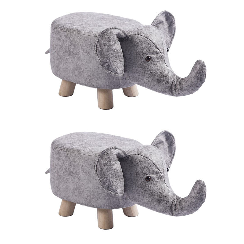 Modern Pouf Ottoman Faux Leather Water Resistant Upholstered Animal Shape Ottoman