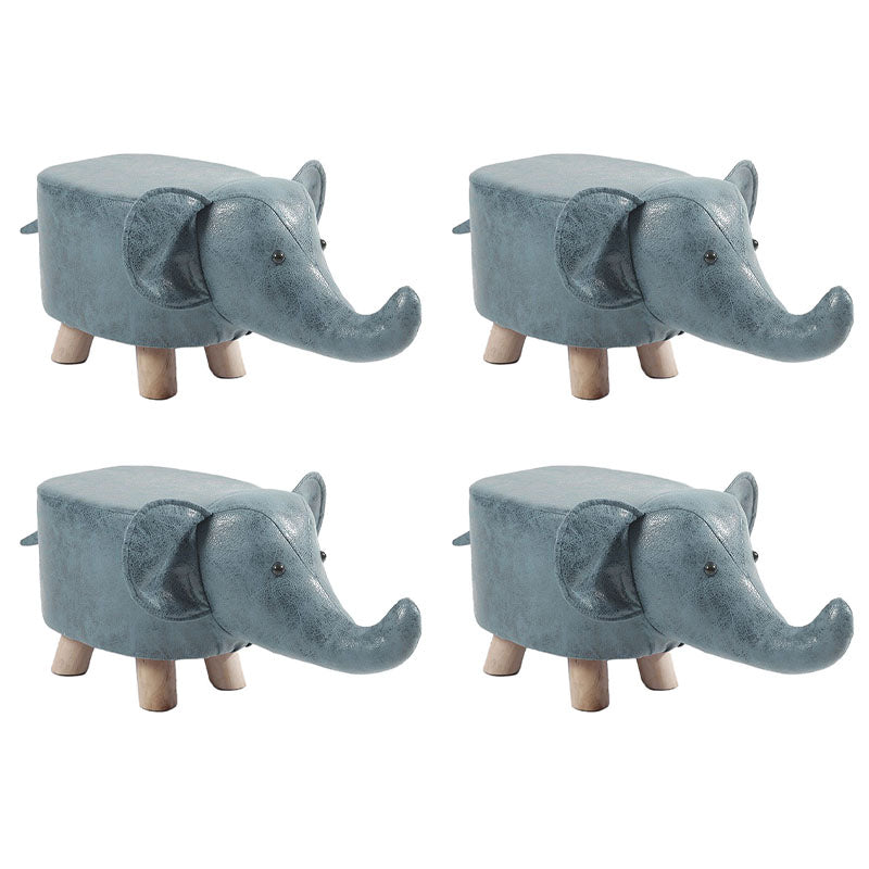 Modern Pouf Ottoman Faux Leather Water Resistant Upholstered Animal Shape Ottoman