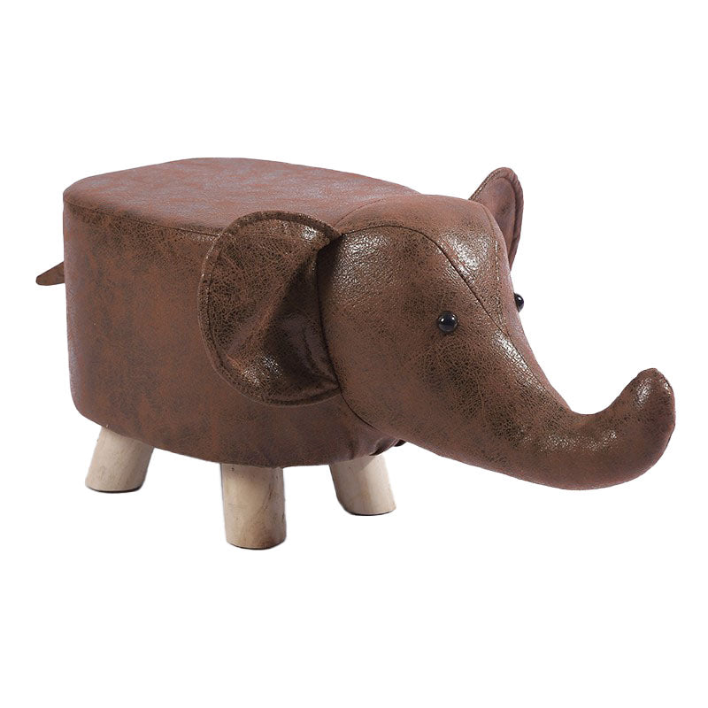 Modern Pouf Ottoman Faux Leather Water Resistant Upholstered Animal Shape Ottoman