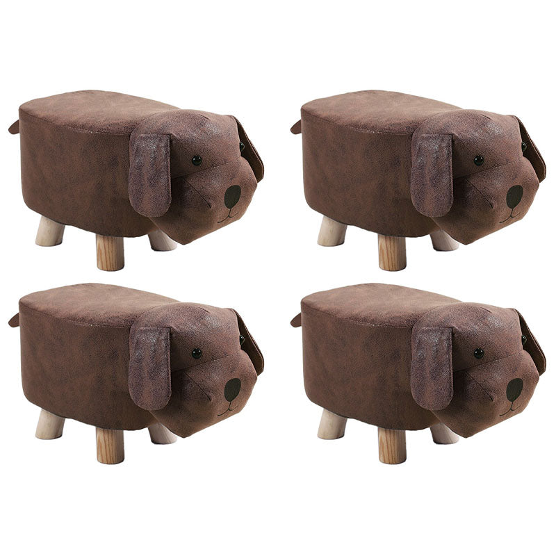 Modern Pouf Ottoman Faux Leather Water Resistant Upholstered Animal Shape Ottoman