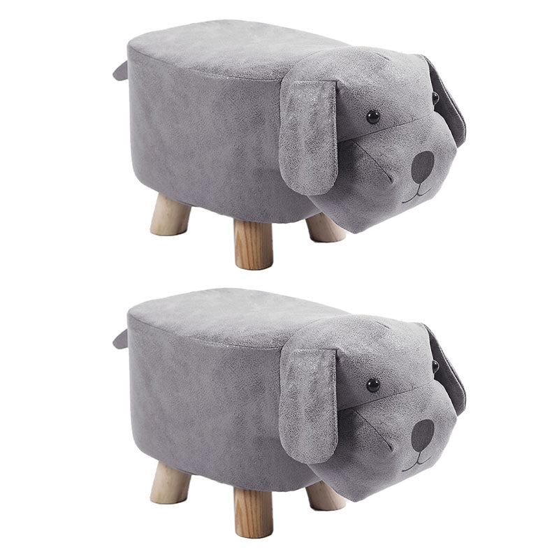 Modern Pouf Ottoman Faux Leather Water Resistant Upholstered Animal Shape Ottoman