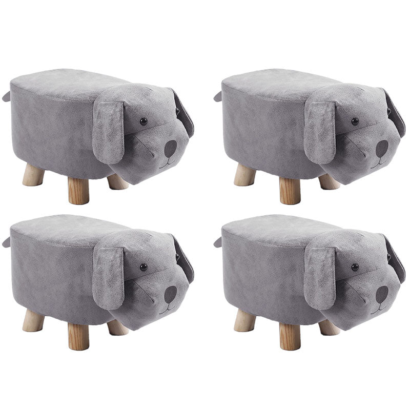 Modern Pouf Ottoman Faux Leather Water Resistant Upholstered Animal Shape Ottoman