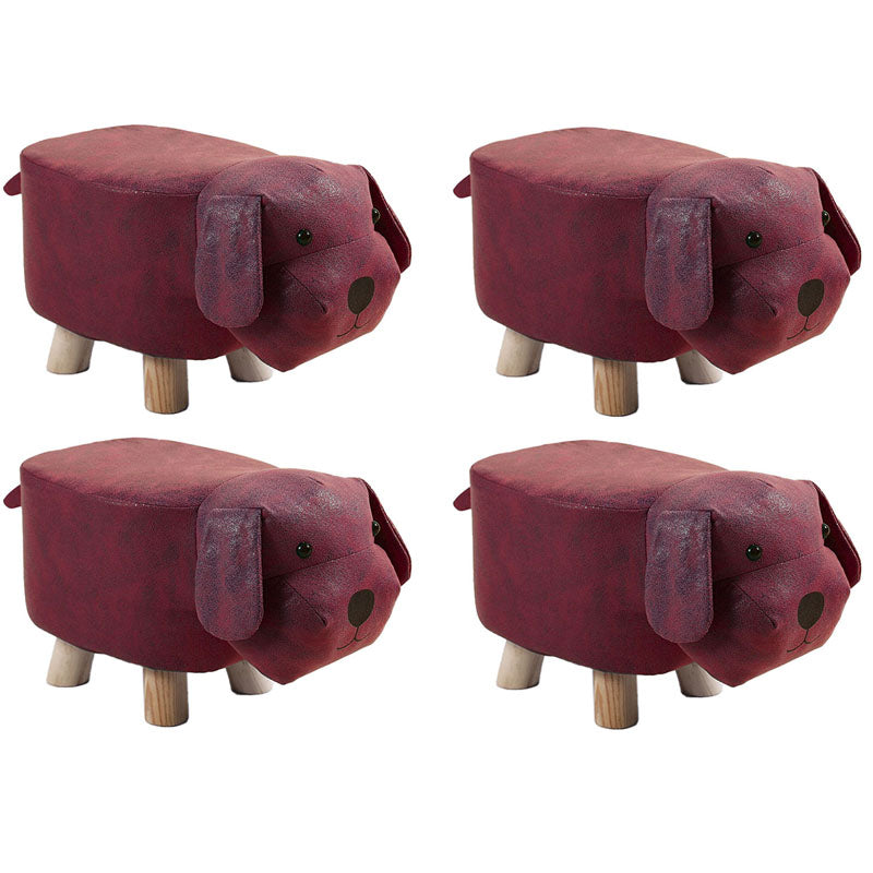 Modern Pouf Ottoman Faux Leather Water Resistant Upholstered Animal Shape Ottoman