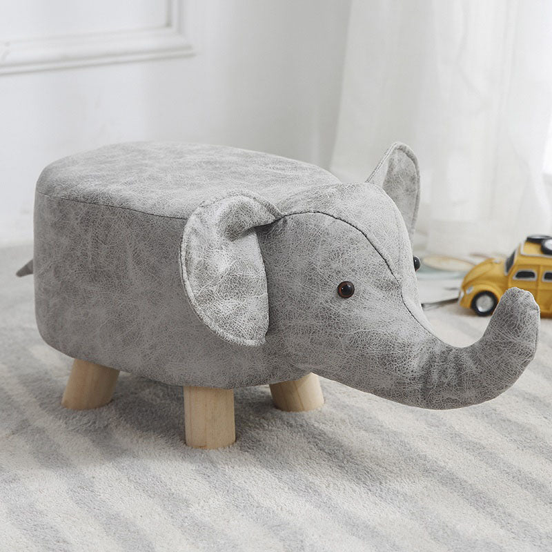 Modern Pouf Ottoman Faux Leather Water Resistant Upholstered Animal Shape Ottoman