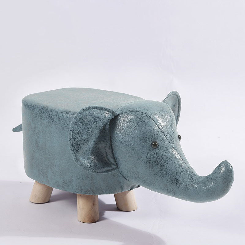 Modern Pouf Ottoman Faux Leather Water Resistant Upholstered Animal Shape Ottoman