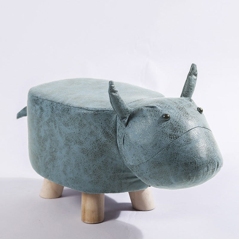 Modern Pouf Ottoman Faux Leather Water Resistant Upholstered Animal Shape Ottoman