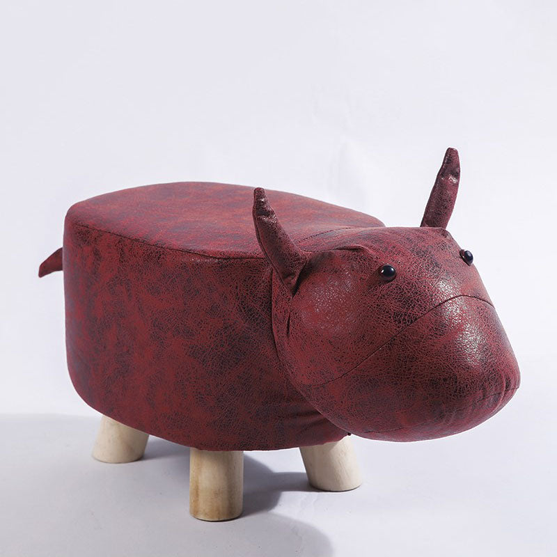 Modern Pouf Ottoman Faux Leather Water Resistant Upholstered Animal Shape Ottoman