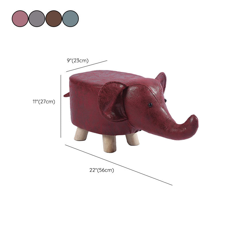 Modern Pouf Ottoman Faux Leather Water Resistant Upholstered Animal Shape Ottoman