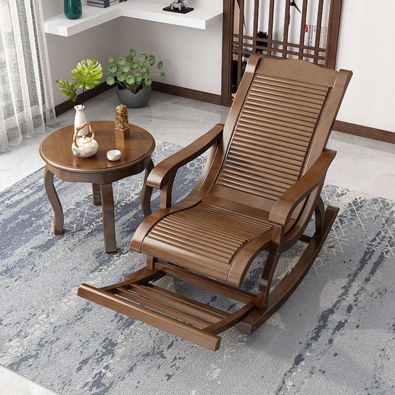 Retro Dark Brown Rocking Chair Solid Wood Reclining Rocker Chair for Home