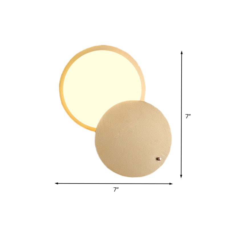 Metal Round Wall Sconce Light Contemporary LED Wall Lamp Fixture in Gold with Rotatable Design