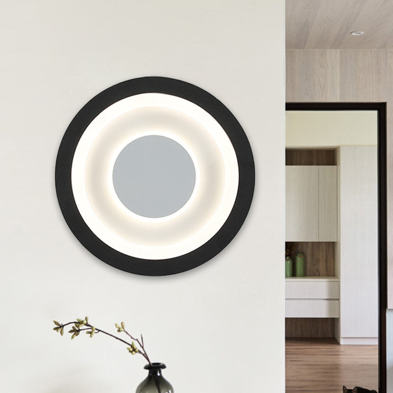 Lámpara de pared acrílica de LED de círculo blanco y negro para sala de estar para sala de estar para sala de estar