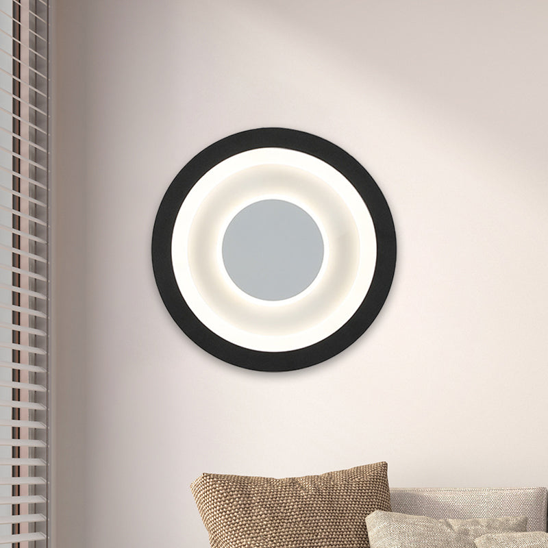 Lámpara de pared acrílica de LED de círculo blanco y negro para sala de estar para sala de estar para sala de estar