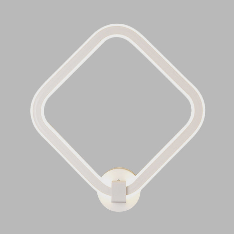 Acrylic Rhombus Frame Wall Lamp Sconce Modern LED White Wall Lighting Fixture for Bedside