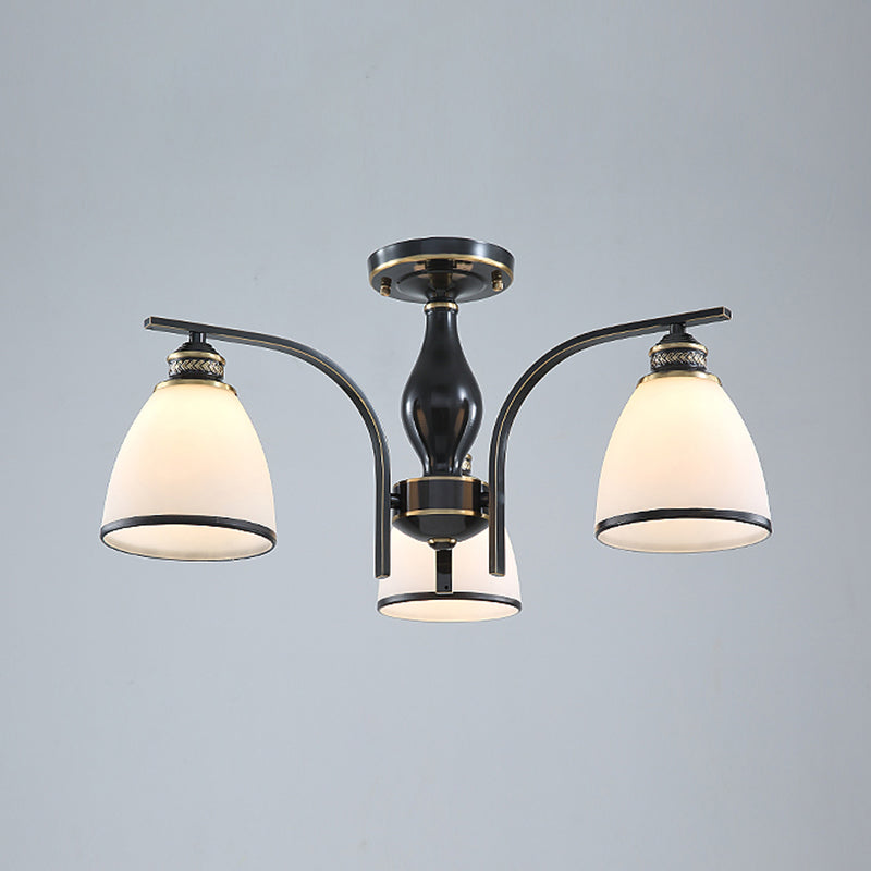 American Style Ceiling Light Cone Shape Ceiling Lamp with Glass Shade for Bedroom