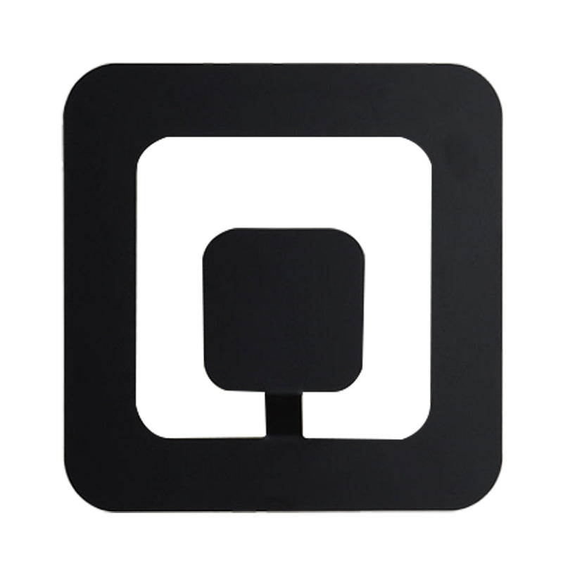 Minimalism Square Sconce Lamp Fixture Iron 7"/9" Wide LED Bedroom Wall Lighting Ideas in Black