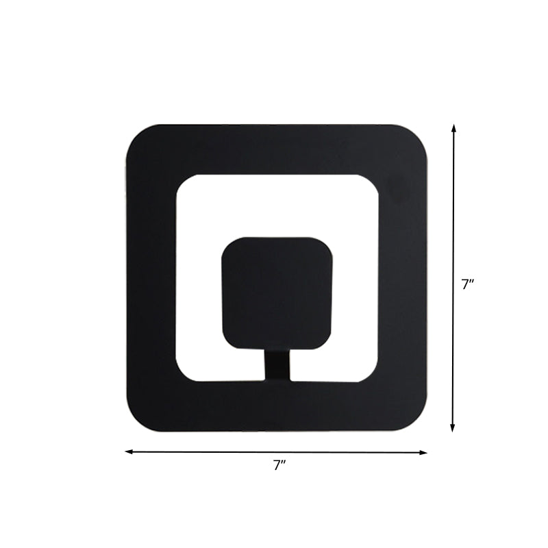 Minimalism Square Sconce Lamp Fixture Iron 7"/9" Wide LED Bedroom Wall Lighting Ideas in Black
