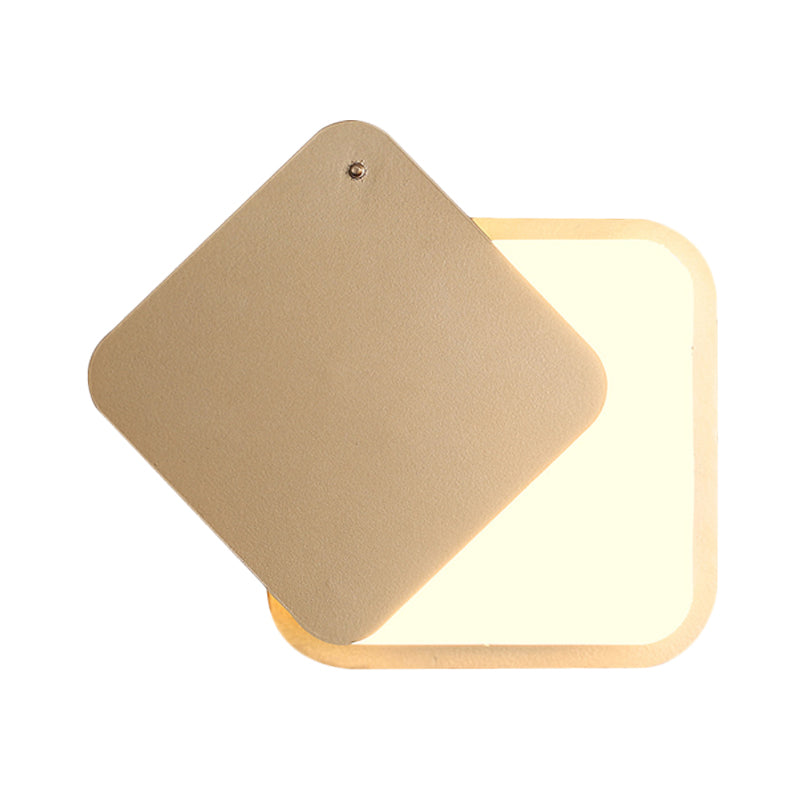 Gold Finish Square Wall Lighting Modernism LED Metallic Wall Sconce with Rotatable Design