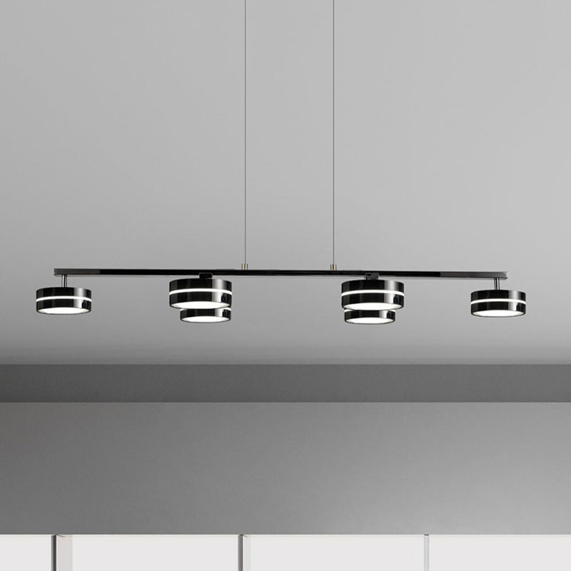 Metal and Acrylic Kitchen Island Fixture in Black LED Linear 5 / 6 - Head Pendant Ceiling