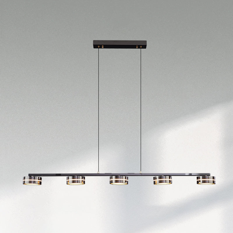 Metal and Acrylic Kitchen Island Fixture in Black LED Linear 5 / 6 - Head Pendant Ceiling