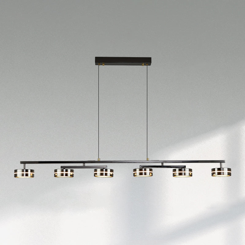 Metal and Acrylic Kitchen Island Fixture in Black LED Linear 5 / 6 - Head Pendant Ceiling
