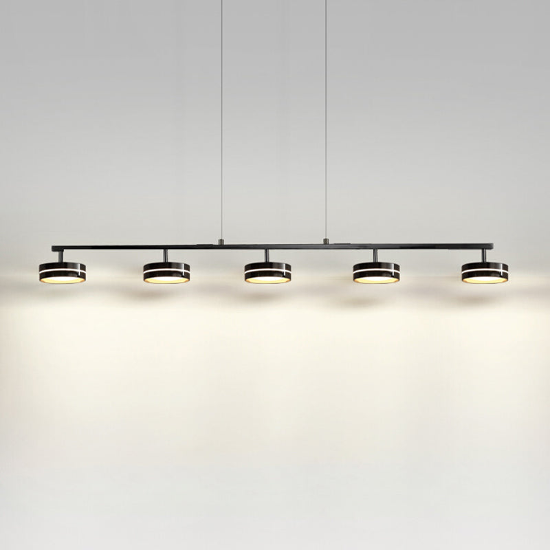 Metal and Acrylic Kitchen Island Fixture in Black LED Linear 5 / 6 - Head Pendant Ceiling