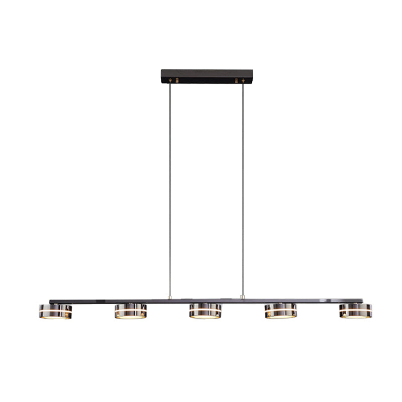 Metal and Acrylic Kitchen Island Fixture in Black LED Linear 5 / 6 - Head Pendant Ceiling