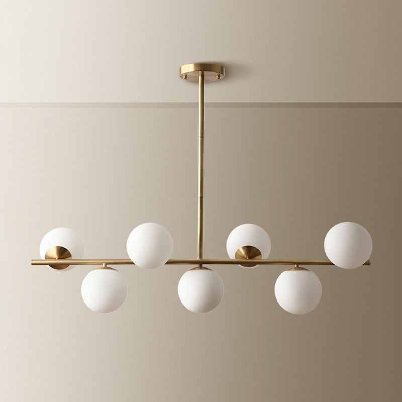 Ball Shape Glass Chandelier Modern Style 7 Lights Island Ceiling Light in Gold