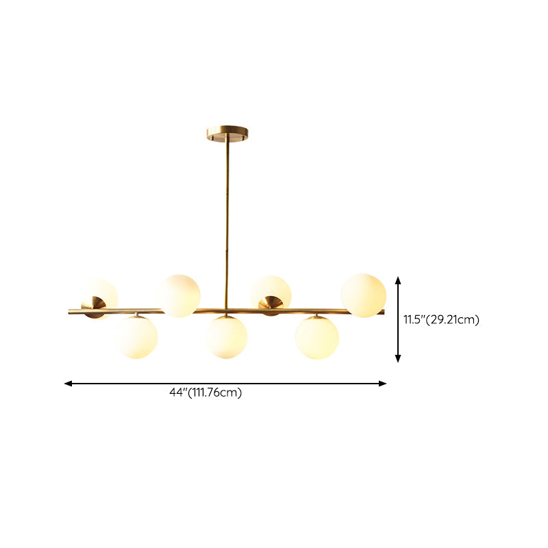 Ball Shape Glass Chandelier Modern Style 7 Lights Island Ceiling Light in Gold