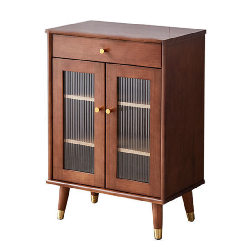 Contemporary Glass Doors Display Stand Solid Wood Storage Cabinet for Living Room
