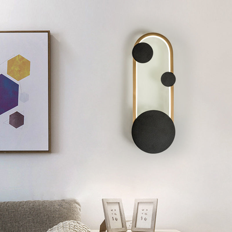 Metallic Arc Shaped Wall Sconce Lighting Post-Modern LED Wall Lamp Fixture in Black and Gold, Warm/White Light