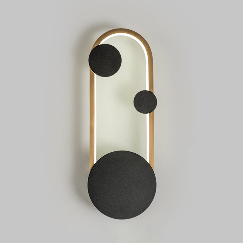 Metallic Arc Shaped Wall Sconce Lighting Post-Modern LED Wall Lamp Fixture in Black and Gold, Warm/White Light