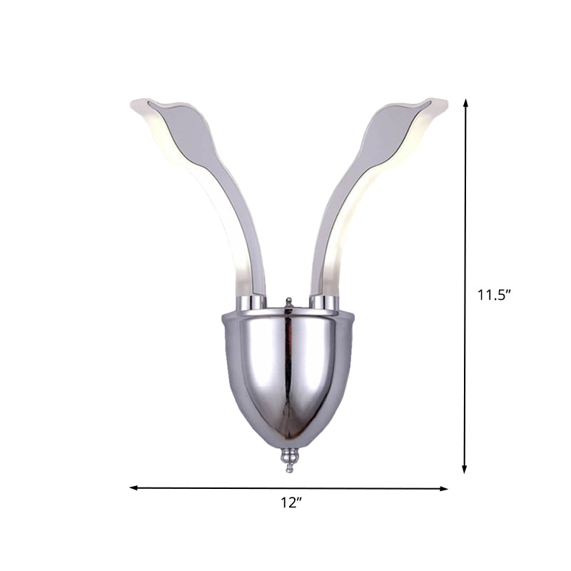 Swan Head Wall Lighting Modern Metal 2-Light Chrome LED Wall Sconce with Acrylic Shade in Warm/White Light