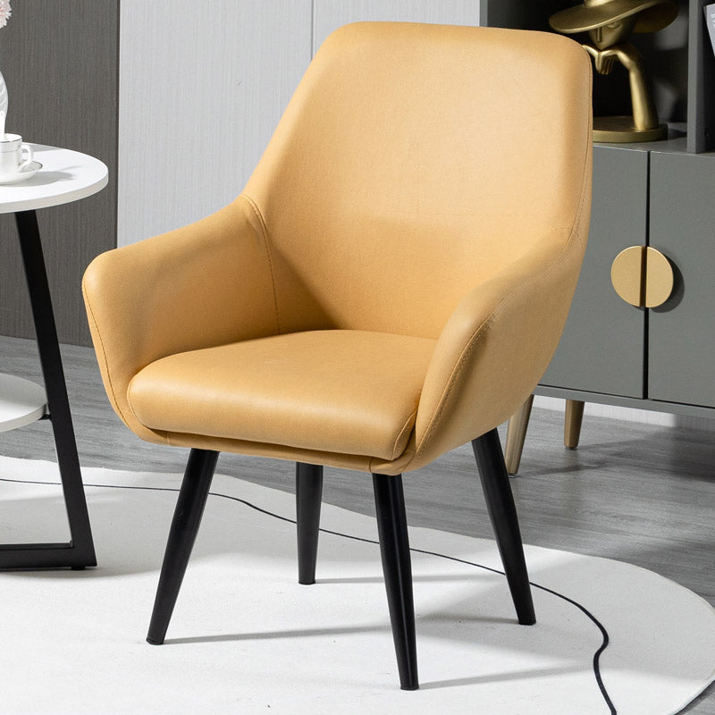 Fixed Back Lounge Chair Solid Color Barrel Chair with Black Legs